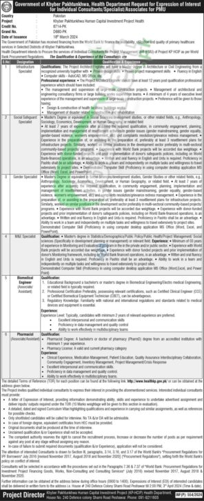 Latest Online Form Download For Health Department Kpk Jobs In