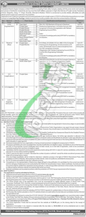 Latest Advertisement For Nts Fesco Jobs In 2024