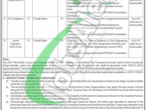 Latest Advertisement For Nts Fesco Jobs In 2024