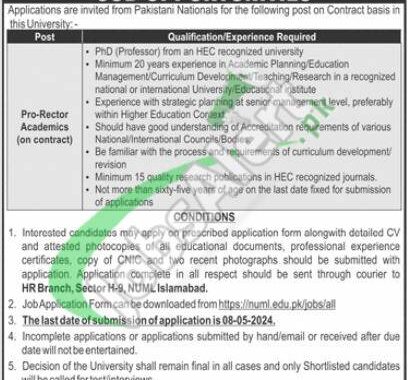 Rewrite This Title With Different Wordingnuml Islamabad Jobs April 2024