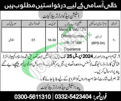 Rewrite This Title With Different Wordingstation Headquarter Tarbela Cantt Jobs