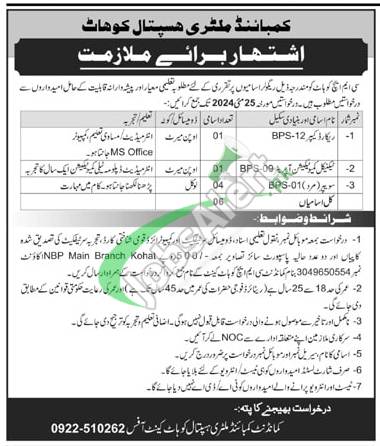 Rewrite This Title With Different Wordingcmh Kohat Jobs 2024 Combined