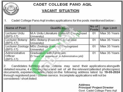 Rewrite This Title With Different Wordingcadet College Pano Aqil Jobs