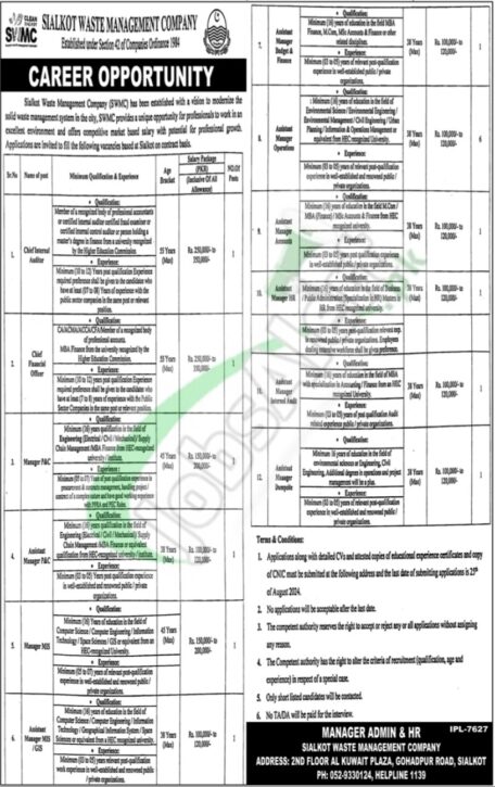 Rewrite This Title With Different Wordingswmc Jobs 2024 Sialkot Waste