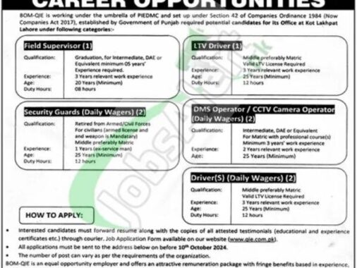 Rewrite This Title With Different Wordingquaid E Azam Industrial Estate Lahore Jobs