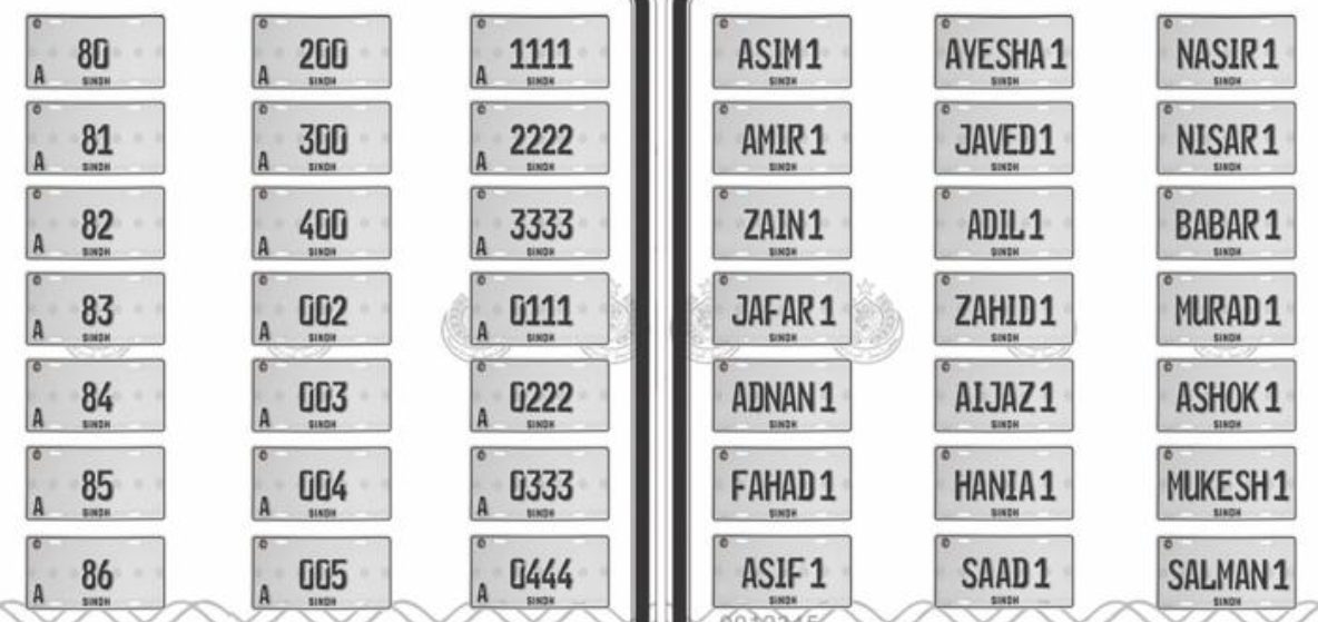 Sindh Pakistan’s First Online Premium Number Plates Auction Today