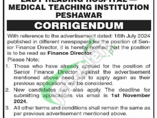 Rewrite This Title With Different Wordinglrh Peshawar Jobs 2024 Lady