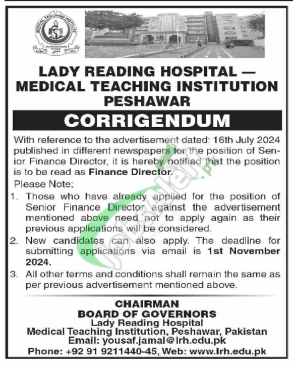 Rewrite This Title With Different Wordinglrh Peshawar Jobs 2024 Lady