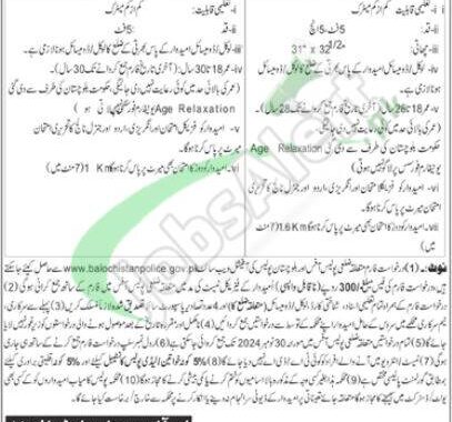 Rewrite This Title With Different Wordingbalochistan Police Jobs 2024 Constable