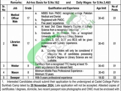 Rewrite This Title With Different Wordingcadet College Pishin Jobs 2024