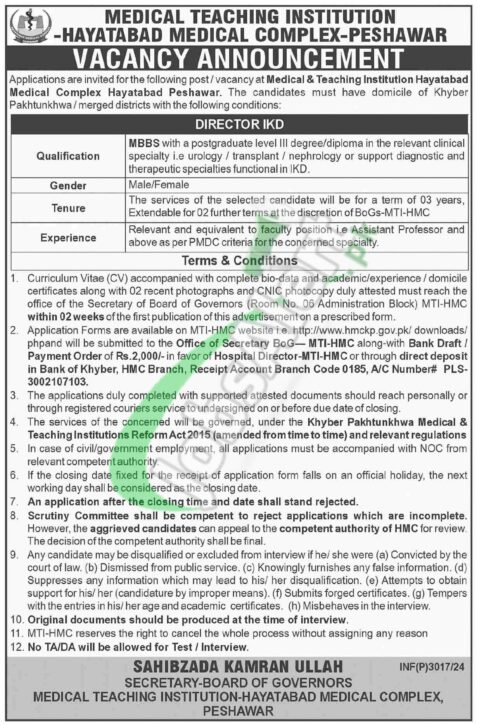 Rewrite This Title With Different Wordinghayatabad Medical Complex Peshawar Jobs