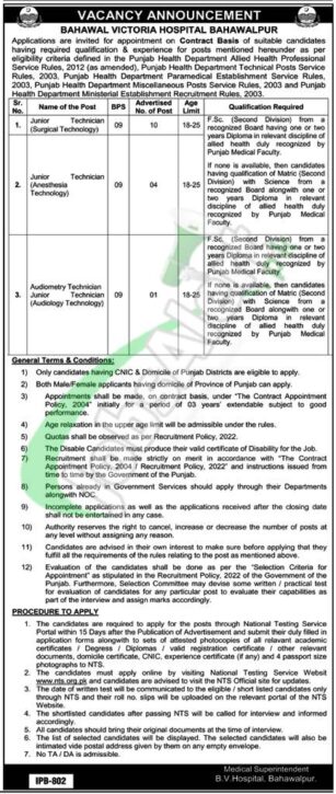 Rewrite This Title With Different Wordingbahawal Victoria Hospital Bahawalpur Jobs